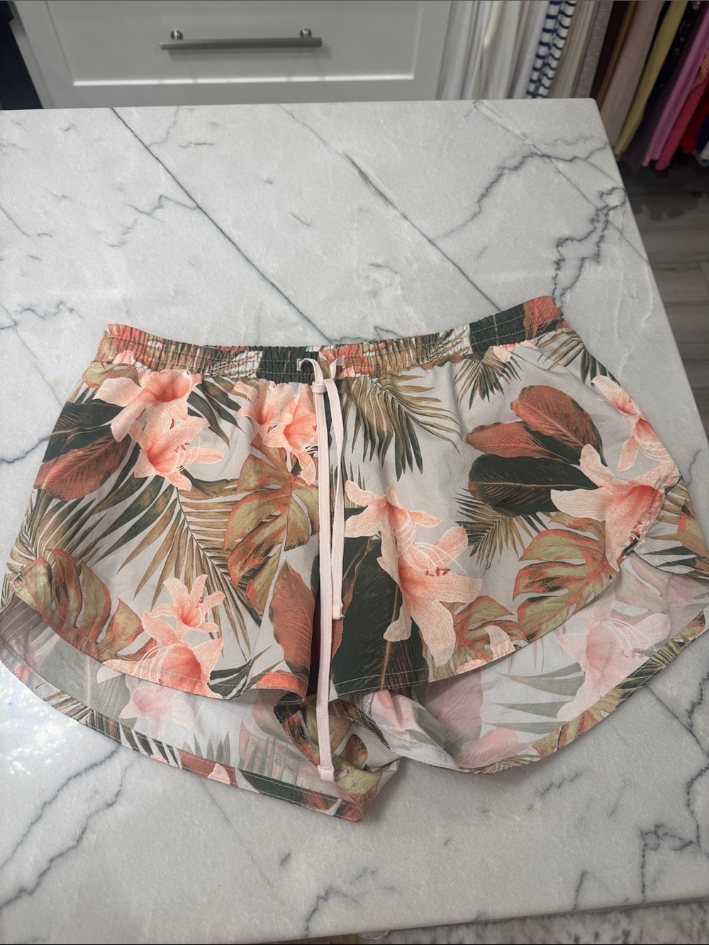 Old Navy Tropical Floral Athletic Shorts - Pink & Green